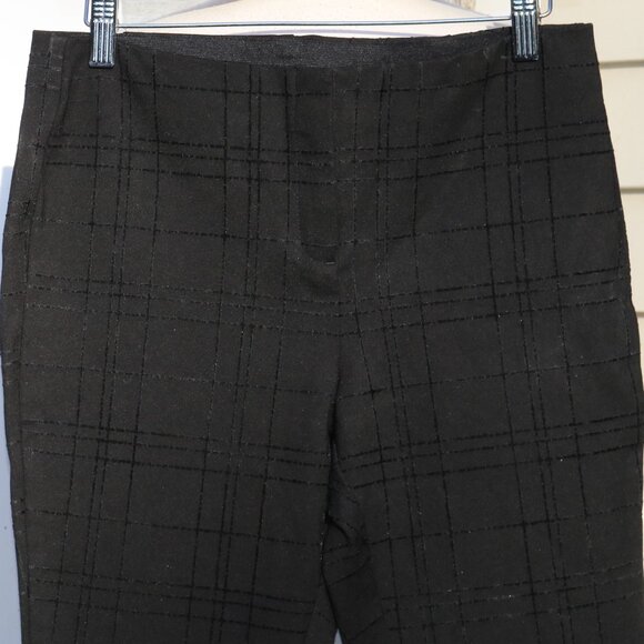 Alfani Petite Black Textured Plaid Stretch Slim Ankle Pants Sz 10P - Picture 2 of 6